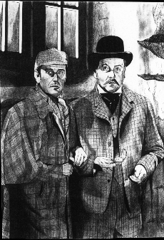 Moviestore Jeremy Brett als Sherlock Holmes unt Edward Hardwicke als Dr John Watson in The Adventures of Sherlock Holmes 91x60cm Schwarzweiß-Posterdruck